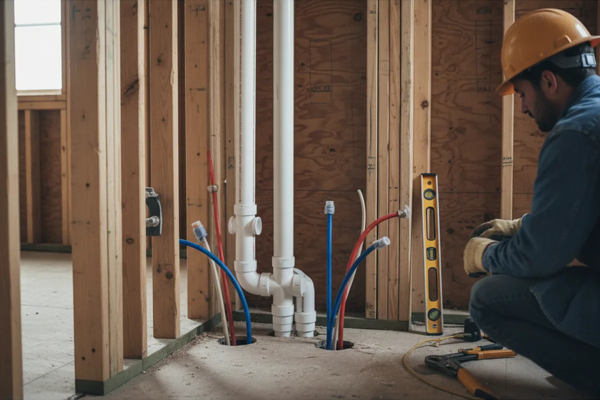 Drain and supply rough-in during Leak Detection in Buchanan